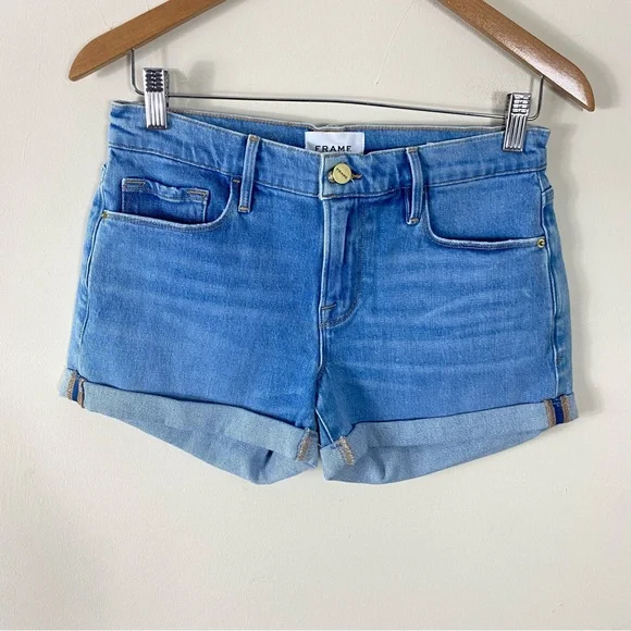 Frame Denim Le Cutoff Cuffed Shorts in Sand Dollar Medium Wash - 26 - Picture 1 of 11